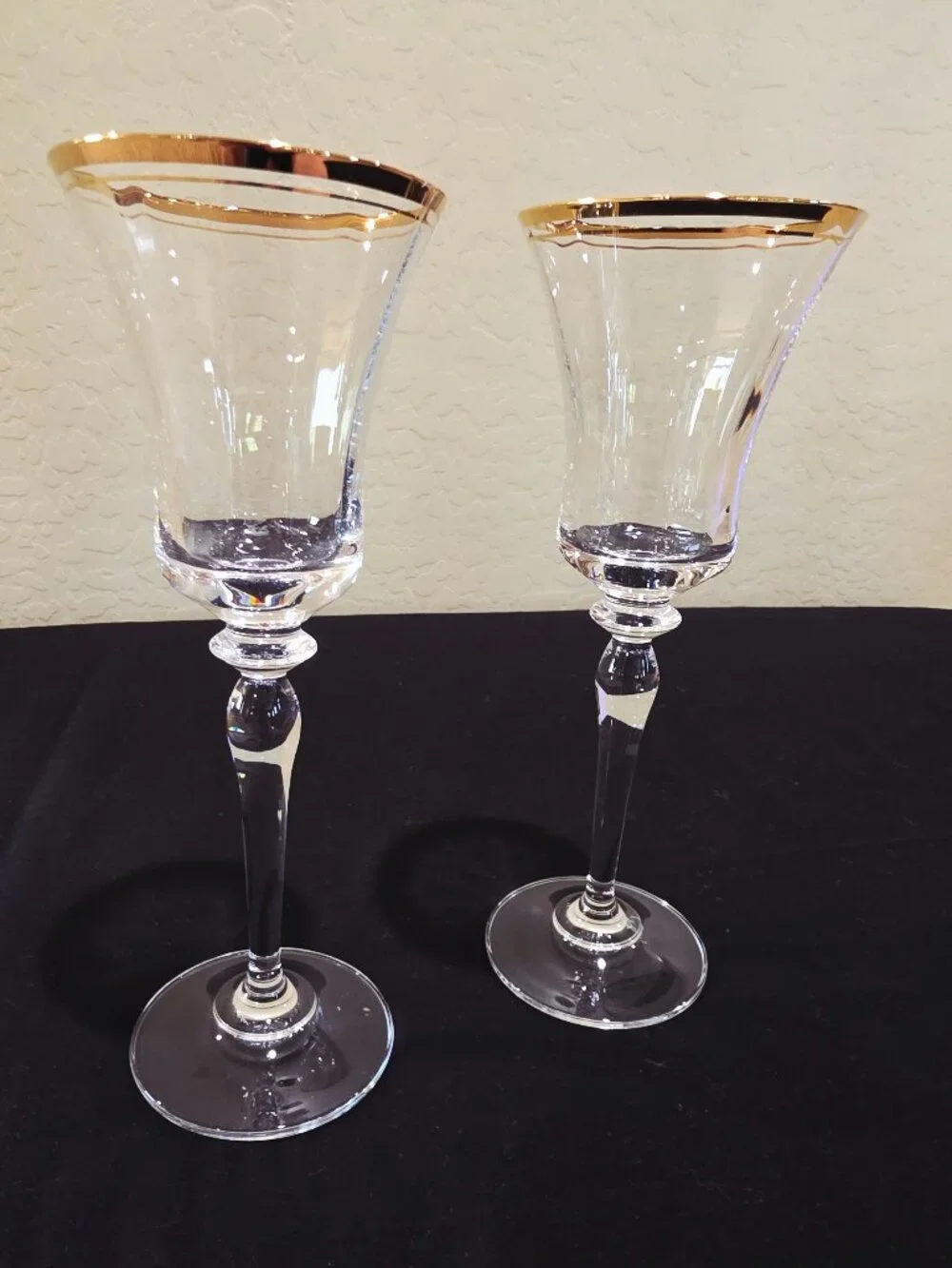 1987-2010 Jamestown Clear Gold Trim Mikasa Crystal Luxury Wine Glasses Glass x 2